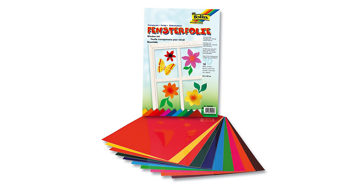 Fensterfolien, 10 Bogen, farbig sortiert mehrfarbig Fensterfolien, 10 Bogen, farbig sortiert mehrfarbig von folia