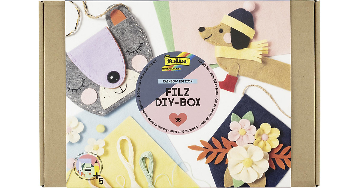 Filz DIY-Box Rainbow Edition, 36-tlg. bunt von folia