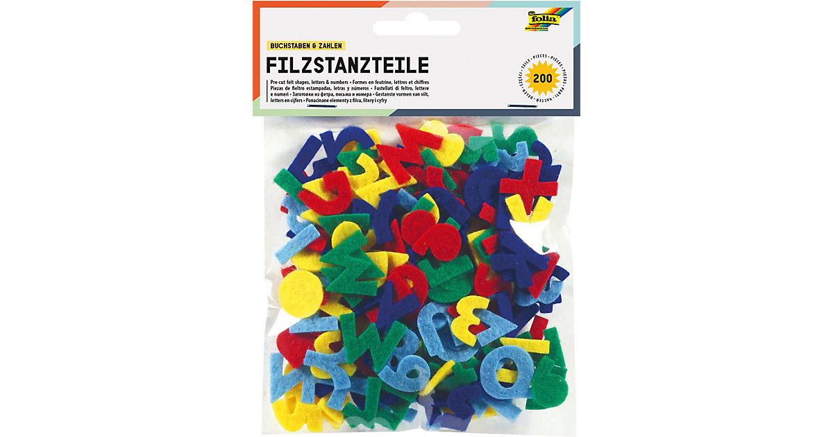 Filz Stanzteile Buchstaben & Zahlen, 200 Stück Filz Stanzteile Buchstaben & Zahlen, 200 Stück von folia