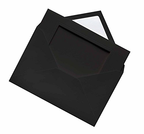 folia 110390 - Passepartouts genarbt mit rechteckiger Stanzung, ca. 11 x 18 cm, 3 Karten (220 g/qm) und Kuverts, schwarz - ideal für Einladungen, Glückwunsch- oder Grußkarten von folia