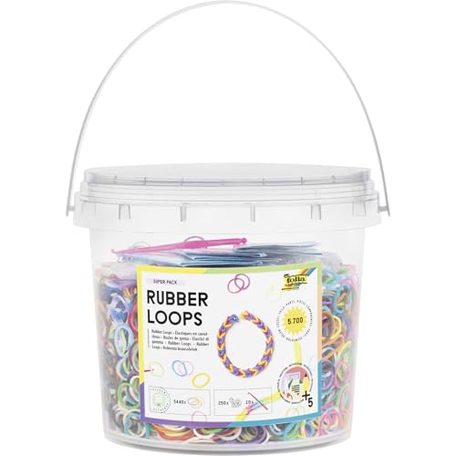 Folia 33029 - Rubber Loops SUPER Pack, 5700-teiliges Loom Bänder Set für Kinder ab 6 Jahren, inkl. 250 Clips und 10 Häkelnadeln, Halsketten, Ringe und Armbänder selber Machen Folia 33029 - Rubber Loops SUPER Pack, 5700-teiliges Loom Bänder Set für Kinder ab 6 Jahren, inkl. 250 Clips und 10 Häkelnadeln, Halsketten, Ringe und Armbänder selber Machen von folia