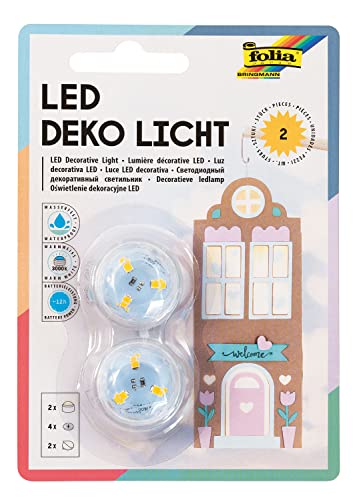 folia 982 - Deko LED Licht, 2 Stück, warmweißes Licht, ideal als Teelichtersatz, für Laternen, Windlichter von folia