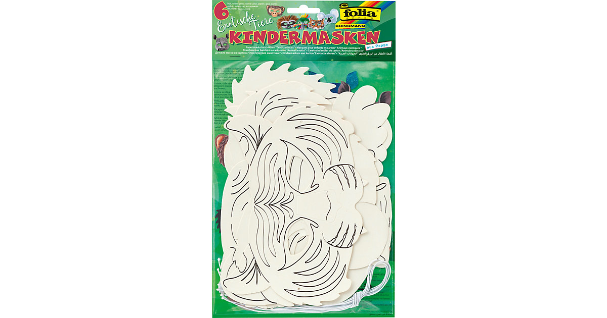 Kindermasken Exotische Tiere, 6 Stück Kindermasken Exotische Tiere, 6 Stück von folia