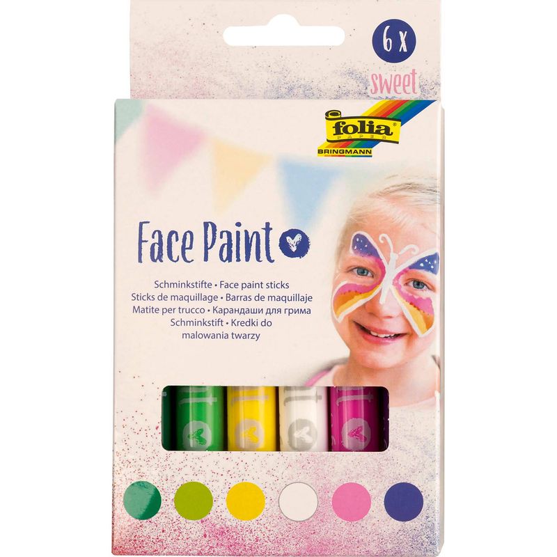 Kinderschminke FACE PAINT - SWEET 6 Stifte von folia