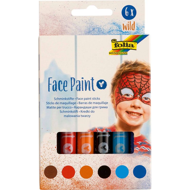 Kinderschminke FACE PAINT - WILD 6 Stifte von folia