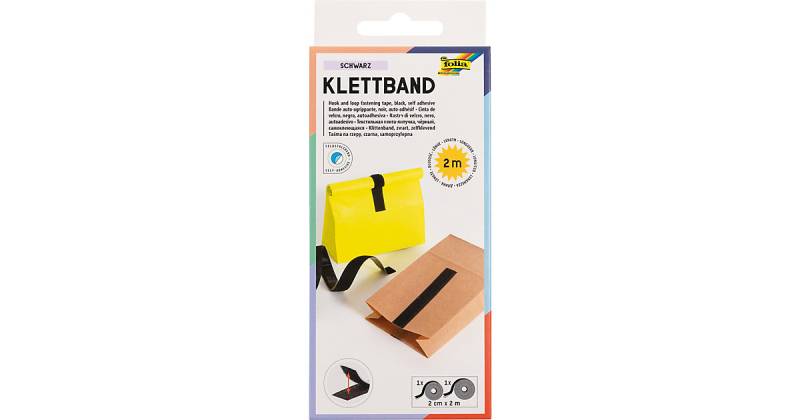 Klettband selbstklebend schwarz 20 mm x 2 m von folia