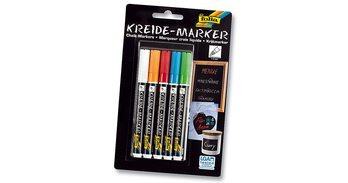 Kreidemarker, 5 Farben Kreidemarker, 5 Farben von folia