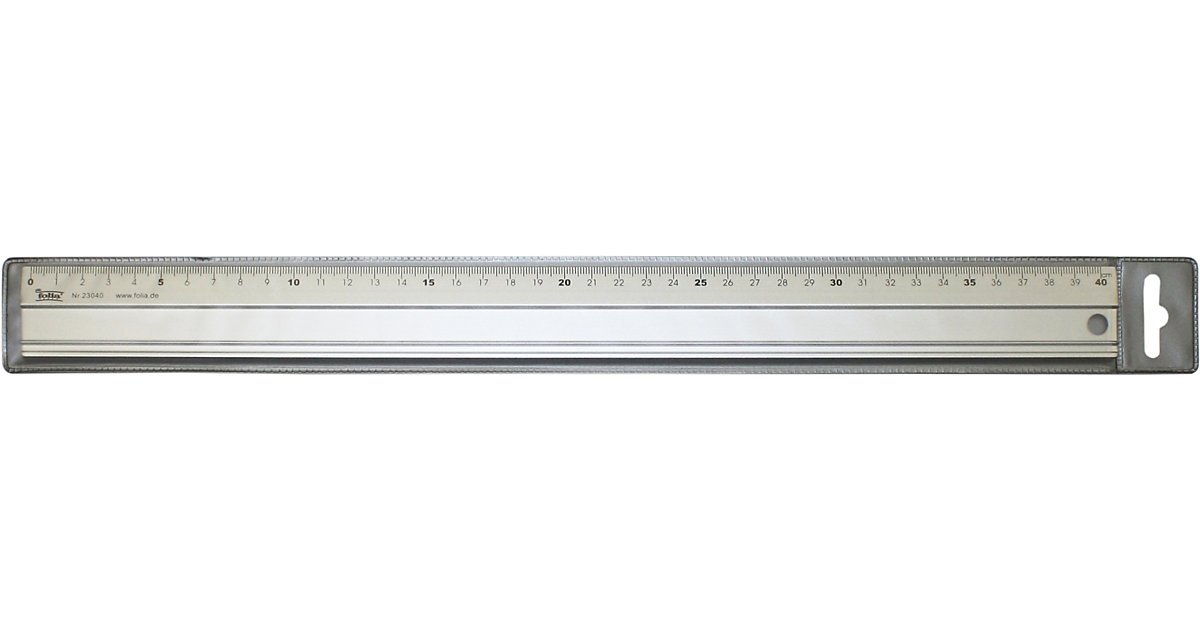 Lineal Aluminium, 40 cm, mit Anti-Rutsch-Pads silber von folia
