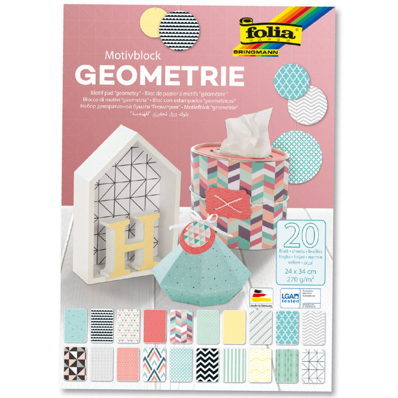 Motivblock GEOMETRIE 20 Blatt in bunt von folia