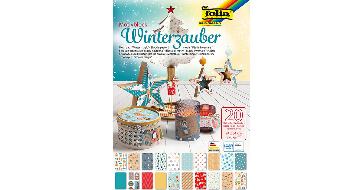 Motivblock WINTERZAUBER, 24x34cm, 20 Blatt sortiert bunt Motivblock WINTERZAUBER, 24x34cm, 20 Blatt sortiert bunt von folia