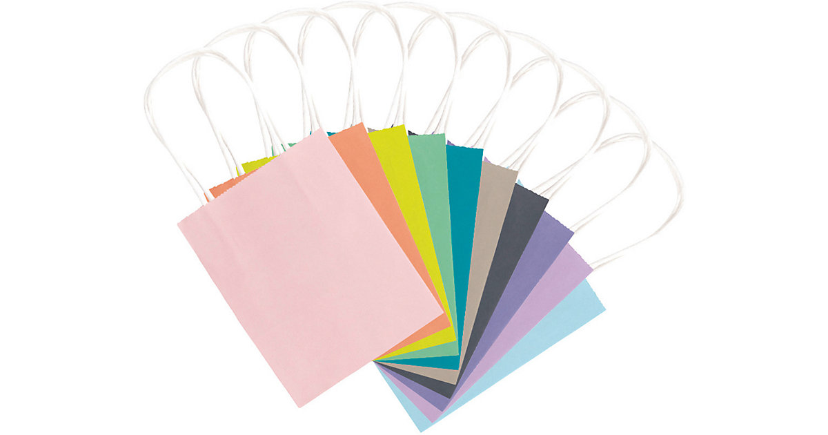 Papier-Geschenktüten 18 x 21 cm, 20 Stück farbig sortiert bunt von folia