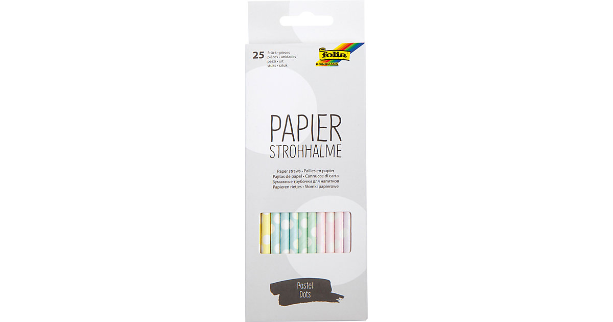 Papierstrohhalme PASTEL DOTS, 25 Stück pastell von folia
