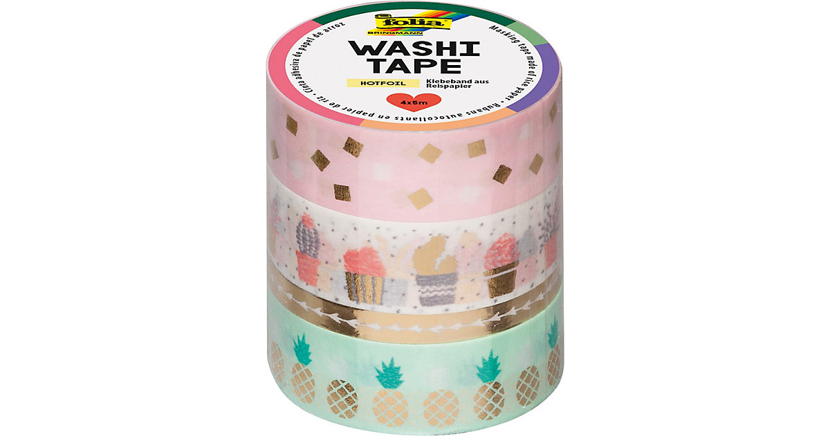 Washi-Tape 4er Set Gold, 4 x 5 m mehrfarbig Modell 2 Washi-Tape 4er Set Gold, 4 x 5 m mehrfarbig Modell 2 von folia