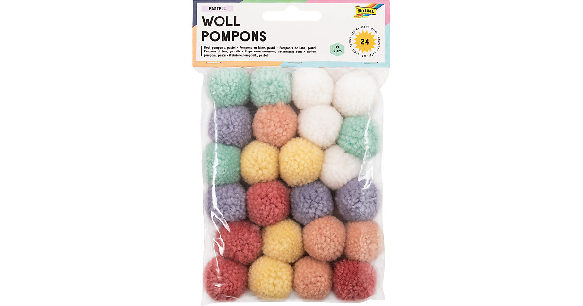 Woll-Pompons Pastellfarben, 24 Stück Woll-Pompons Pastellfarben, 24 Stück von folia