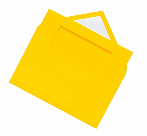 folia 110314 - Passepartouts genarbt mit rechteckiger Stanzung, ca. 11 x 18 cm, 3 Karten (220 g/qm) und Kuverts, bananengelb - ideal für Einladungen, Glückwunsch- oder Grußkarten von folia