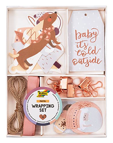 folia 12121 - Wrapping Set "Pastel", 38 teiliges Verpackungsset zum Gestalten von hübschen Geschenk-Anhängern für Weihnachten folia 12121 - Wrapping Set "Pastel", 38 teiliges Verpackungsset zum Gestalten von hübschen Geschenk-Anhängern für Weihnachten von folia