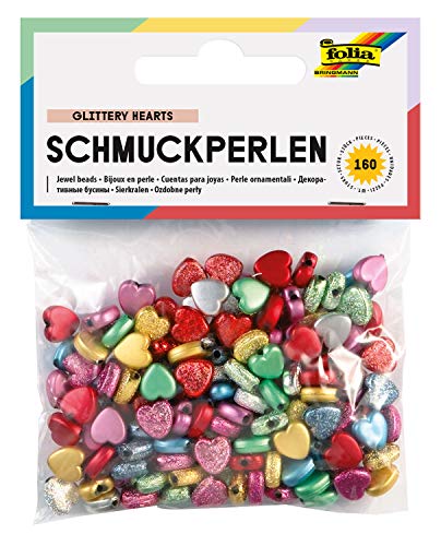 folia 1260 - Schmuckperlen Glittery Hearts, glatt/geprägt, ca. 160 Stück, farbig sortiert - ideal zum Verzieren von Grußkarten, Scrapbooking und anderen Bastelarbeiten folia 1260 - Schmuckperlen Glittery Hearts, glatt/geprägt, ca. 160 Stück, farbig sortiert - ideal zum Verzieren von Grußkarten, Scrapbooking und anderen Bastelarbeiten von folia