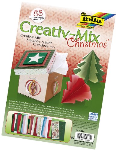 folia 1944 - Creativ Mix Christmas, 83 Teile - handliches Bastelset mit verschiedensten Materialien von folia