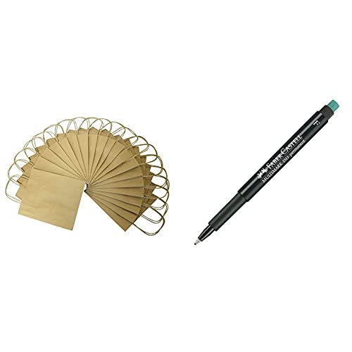 folia 21810 - Papiertüten aus Kraftpapier, Geschenktüten, 20 Stück, 18 x 8 x 21 cm, natur - zum Basteln, Verzieren und Verschenken + Faber-Castell 151399 - Marker Multimark F, permanent, schwarz folia 21810 - Papiertüten aus Kraftpapier, Geschenktüten, 20 Stück, 18 x 8 x 21 cm, natur - zum Basteln, Verzieren und Verschenken + Faber-Castell 151399 - Marker Multimark F, permanent, schwarz von folia