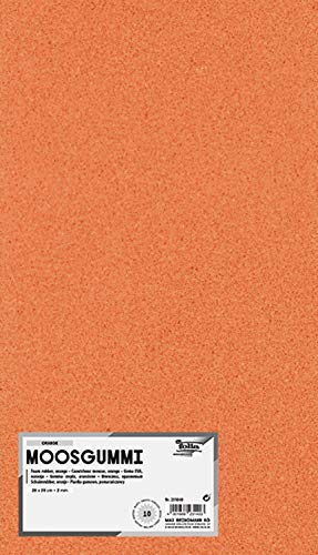 folia 231040 - Moosgummi, 2 mm, ca. 20 x 29 cm, 10 Bögen, orange - ideal für vielseitige Bastelarbeiten von folia