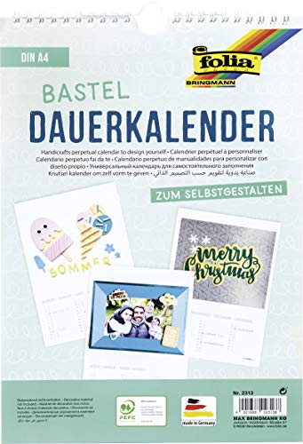 folia 2313 - Dauerkalender mit Spiralbindung, Bastelkalender, DIN A4, weiß - zum Selbstgestalten folia 2313 - Dauerkalender mit Spiralbindung, Bastelkalender, DIN A4, weiß - zum Selbstgestalten von folia