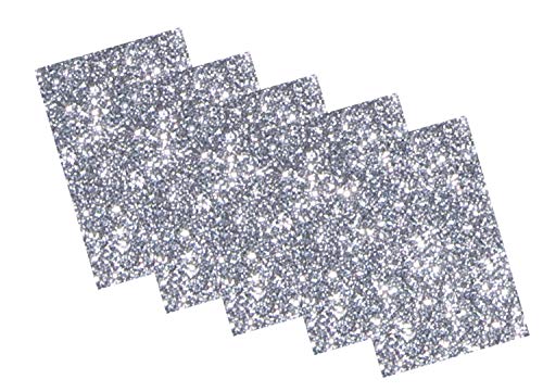 folia 231960 - Glitter-Moosgummi II einseitig selbstklebend, 5 Blatt in silber, je 20 x 29 cm groß, ca. 2 mm stark, zum Verzieren, Basteln und Erstellen von Stickern von folia