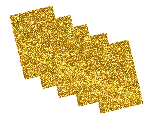 folia 231965 - Glitter-Moosgummi II einseitig selbstklebend, 5 Blatt in gold, je 20 x 29 cm groß, ca. 2 mm stark, zum Verzieren, Basteln und Erstellen von Stickern von folia