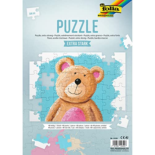 folia 2320 - Blanko Puzzle, 48 teilig, DIN A4, extra stark - ideal zum Selbstbemalen, Weiß von folia