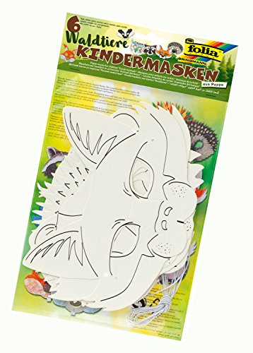 folia 23259 - Kindermasken Waldtiere, aus Pappe, Motive sortiert, 6 Stück, weiß, zum selbst Bemalen und Gestalten, für Kinder, Jungen und Mädchen, ideal für Kindergeburtstage und Partys folia 23259 - Kindermasken Waldtiere, aus Pappe, Motive sortiert, 6 Stück, weiß, zum selbst Bemalen und Gestalten, für Kinder, Jungen und Mädchen, ideal für Kindergeburtstage und Partys von folia
