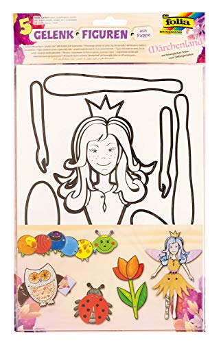 folia 23329 - Gelenkfiguren Märchenland, Pappfiguren mit vorgedruckten Konturen und Gelenkklammern, zum Bemalen und Gestalten, 5 Stück, Fee, Eule, Blume, Marienkäfer und Raupe folia 23329 - Gelenkfiguren Märchenland, Pappfiguren mit vorgedruckten Konturen und Gelenkklammern, zum Bemalen und Gestalten, 5 Stück, Fee, Eule, Blume, Marienkäfer und Raupe von folia