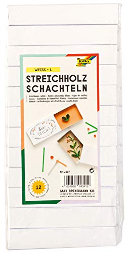 folia 2407 - Streichholzschachteln, ca. 11 x 6 x 2 cm groß, 12 Stück, blanko weiß, zum Selbstgestalten folia 2407 - Streichholzschachteln, ca. 11 x 6 x 2 cm groß, 12 Stück, blanko weiß, zum Selbstgestalten von folia
