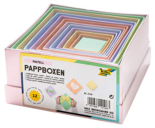 folia 3119 - Pappboxen im Eckig Design, in Pastellfarben, 12 Stück, in verschiedenen Größen, schöne Geschenkverpackung zum individuellen Dekorieren und Gestalten, ideal für jeden Anlass folia 3119 - Pappboxen im Eckig Design, in Pastellfarben, 12 Stück, in verschiedenen Größen, schöne Geschenkverpackung zum individuellen Dekorieren und Gestalten, ideal für jeden Anlass von folia
