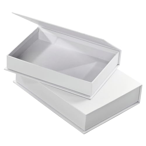 folia 3313 - Pappschachteln "Klappdeckel-Boxen" 2 Stück in 2 verschiedenen Größen, in weiß, ideal zum Bekleben, Bemalen und Verzieren von folia