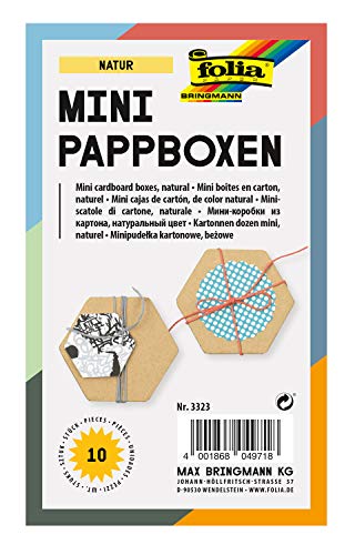 folia 3323 - Mini Geschenkboxen, Pappschachteln aus Karton, sechseckig, natur, 10 Stück, 7,5 x 6,5 x 4 cm - ideal zum Verzieren, Verschenken und Verstauen folia 3323 - Mini Geschenkboxen, Pappschachteln aus Karton, sechseckig, natur, 10 Stück, 7,5 x 6,5 x 4 cm - ideal zum Verzieren, Verschenken und Verstauen von folia