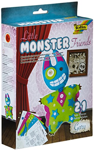 folia 50102 - Bastelset Little Monster Friends "Gary'', 21-teilig - Monsterfreund aus Filz zum Selbernähen von folia