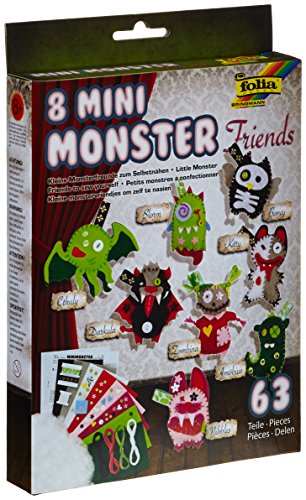 folia 50106 - Mini Monster Freunde, 63 Teile zum Erstellen von 8 Monsterfreunden von folia