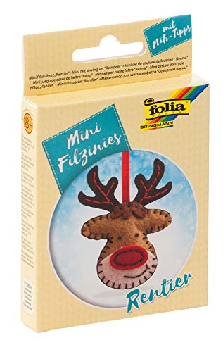 folia 52916 - Filz Nähset für Kinder-Mini Filzinie, Anhänger Rentier, 9 teilig - Filznähset zur Herstellung eines selbstgenähten Anhängers folia 52916 - Filz Nähset für Kinder-Mini Filzinie, Anhänger Rentier, 9 teilig - Filznähset zur Herstellung eines selbstgenähten Anhängers von folia