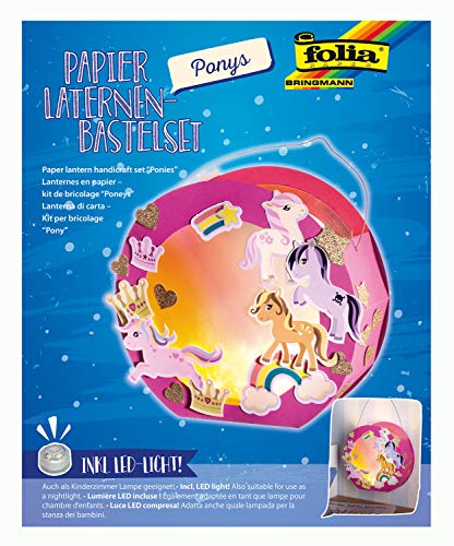 folia 68106 - Laternen - Bastelset, Ponys, inklusive Laternenstab und LED-Licht von folia