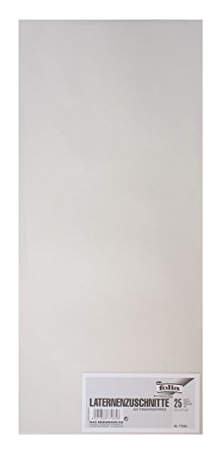 folia 77085 - Laternenzuschnitte, Transparentpapier, ca. 22 x 51 cm, 25 Bogen, weiß - ideal zur Gestaltung einer individuellen Laterne von folia