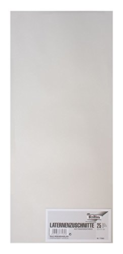 folia 77085 - Laternenzuschnitte, Transparentpapier, ca. 22 x 51 cm, 25 Bogen, weiß - ideal zur Gestaltung einer individuellen Laterne von folia