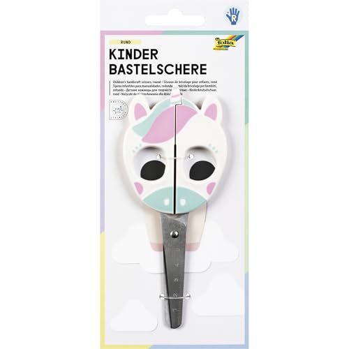 folia 771 - Kinder Bastelschere UNICORN, ca. 16 cm, Kinderschere mit Einhornmotiv und Linealprägung, rostfrei mit abgerundeten Ecken, für Rechtshänder folia 771 - Kinder Bastelschere UNICORN, ca. 16 cm, Kinderschere mit Einhornmotiv und Linealprägung, rostfrei mit abgerundeten Ecken, für Rechtshänder von folia