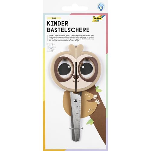folia 773 - Kinder Bastelschere Sloth, ca. 16 cm, Kinderschere mit Faultiermotiv und Linealprägung, rostfrei mit abgerundeten Ecken, für Rechtshänder folia 773 - Kinder Bastelschere Sloth, ca. 16 cm, Kinderschere mit Faultiermotiv und Linealprägung, rostfrei mit abgerundeten Ecken, für Rechtshänder von folia