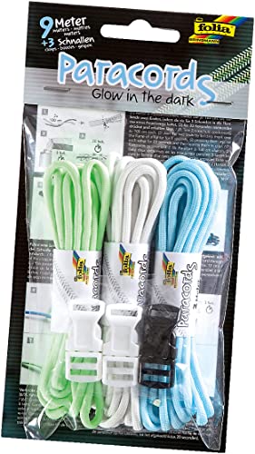 folia 83399 - Paracord Set Glow in the dark, 3 Schnüre à 3 m und 3 Verschlüsse - ideal zur Erstellung von Armbändern folia 83399 - Paracord Set Glow in the dark, 3 Schnüre à 3 m und 3 Verschlüsse - ideal zur Erstellung von Armbändern von folia