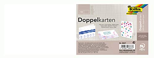 folia 8667 - Briefkarten DIN A6, weiß, doppelt quer 100 Stück - Doppelkarten zum kreativen Gestalten von Einladungen, Glückwunschkarten von folia