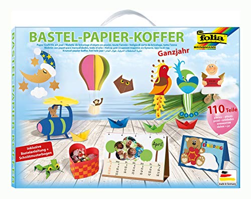 folia 930 - Bastelpapierkoffer Ganzjahr, 110 Teile - Kreativset für Kinder und Erwachsene mit Bastelpapier und Dekoelementen folia 930 - Bastelpapierkoffer Ganzjahr, 110 Teile - Kreativset für Kinder und Erwachsene mit Bastelpapier und Dekoelementen von folia