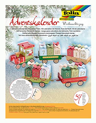 folia 9394 - Adventskalender Weihnachtszug, 60 teiliges Bastelset mit vorgestanzter Eisenbahn und 24 Geschenkpäckchen zum Zusammenstecken, ideal für kleine Geschenke im Advent folia 9394 - Adventskalender Weihnachtszug, 60 teiliges Bastelset mit vorgestanzter Eisenbahn und 24 Geschenkpäckchen zum Zusammenstecken, ideal für kleine Geschenke im Advent von folia