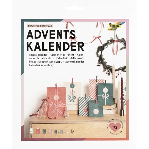 folia 9399 - Adventskalender BOWTIFUL CHRISTMAS, 72-teiliges DIY Bastelset aus 24 Papiertüten mit Weihnachtsmotiven in 3 Größen, 24 Holzklammern in Rot und Grün & 24 Stickern folia 9399 - Adventskalender BOWTIFUL CHRISTMAS, 72-teiliges DIY Bastelset aus 24 Papiertüten mit Weihnachtsmotiven in 3 Größen, 24 Holzklammern in Rot und Grün & 24 Stickern von folia