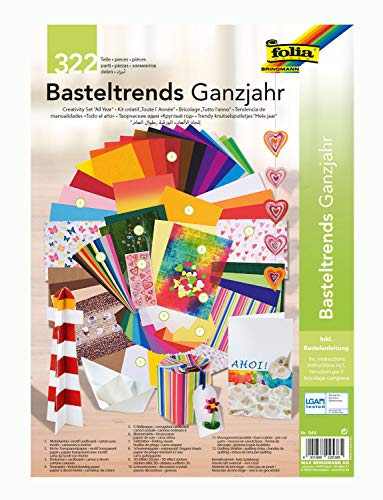folia 946 - Basteltrends "Ganzjahr", 322 Teile - Kreativset für Kinder und Erwachsene mit verschiedenen Trendmaterialien von folia
