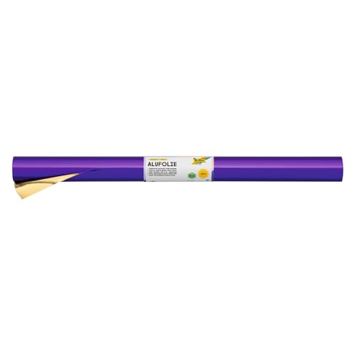 folia R 19 - Alufolie auf Rolle, doppelseitig kaschiert, ca. 50 cm x 10 m, violett / gold - ideal zum Basteln und Verpacken von folia