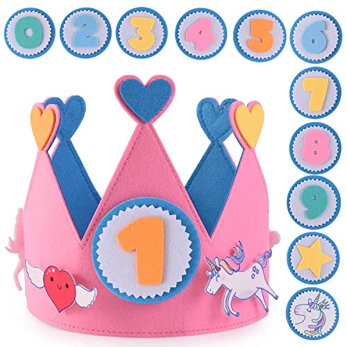Geburtstagskrone für Kinder, Rosa und Blau, Happy Birthday-Hut mit verstellbarem Klettverschluss,Geburtstagskrone für Mdchen und Jungen,wiederverwendbare Stoffkrone mit austauschbaren Zahlen 0-9 Geburtstagskrone für Kinder, Rosa und Blau, Happy Birthday-Hut mit verstellbarem Klettverschluss,Geburtstagskrone für Mdchen und Jungen,wiederverwendbare Stoffkrone mit austauschbaren Zahlen 0-9 von fonice
